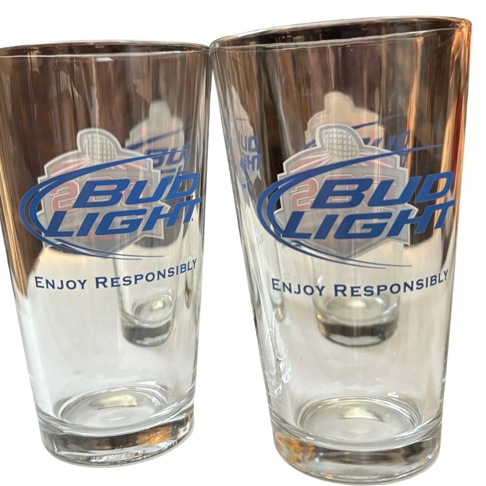 Bud Light BCS ESPN Pint Glasses Set Of‎ 2 Bowl Championship Series
